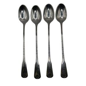 Oneida Silver Roger’s Colonial Mood Stainless Iced Tea Spoons Set Of 4 glossy